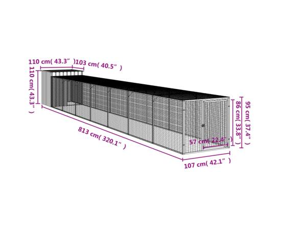 Coteț de pui cu incintă antracit 110x813x110 cm oțel galvanizat, 8 image