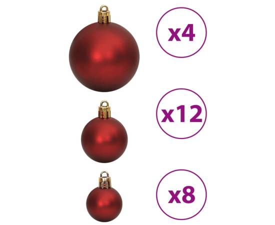 Globuri de crăciun, 100 buc, roșu vin, 3 / 4 / 6 cm, 7 image