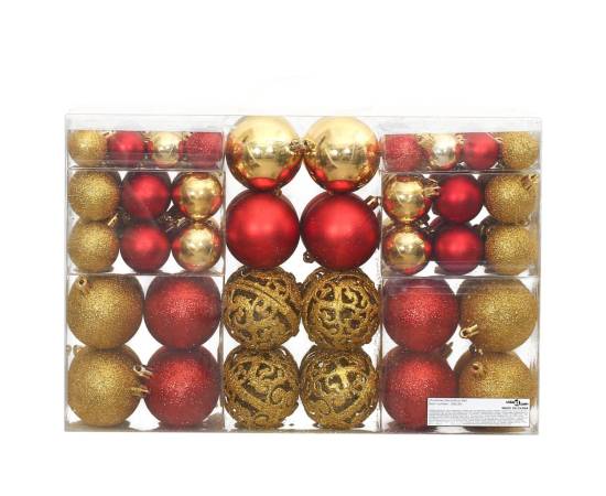 Globuri de crăciun, 100 buc, auriu și roșu vin, 3 / 4 / 6 cm, 3 image