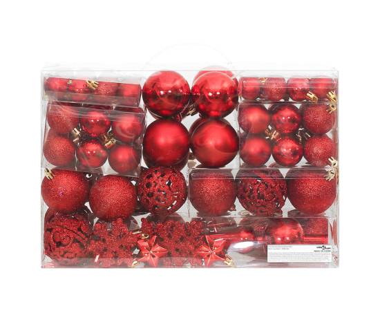 Set globuri de crăciun 111 buc., roșu, polistiren, 3 image