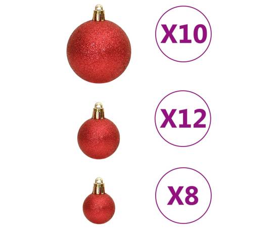 Set globuri de crăciun 111 buc., roșu, polistiren, 5 image