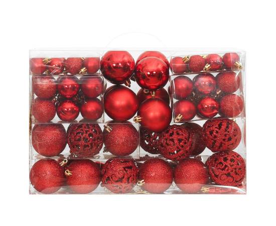 Set globuri de crăciun 111 buc., roșu, polistiren, 2 image