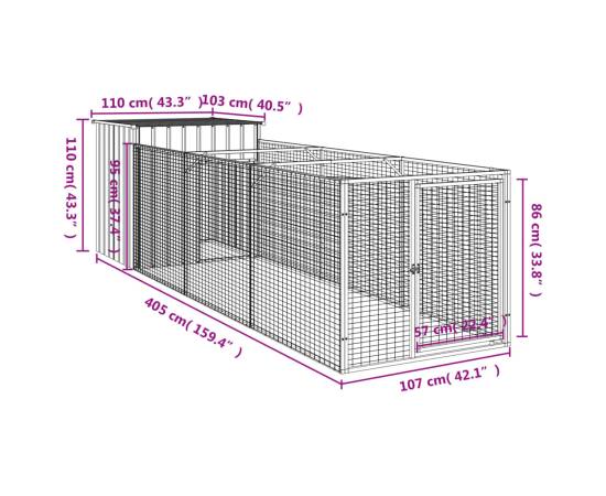 Cușcă de câine & țarc gri deschis 110x405x110cm oțel galvanizat, 8 image