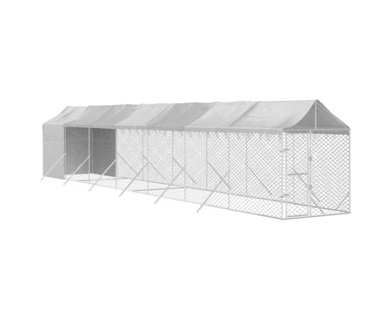 Padoc exterior cu acoperiș argintiu 2x14x2,5 m oțel galvanizat, 3 image