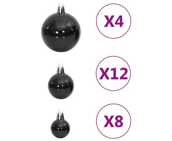 Set globuri de crăciun 111 buc., negru, polistiren, 6 image
