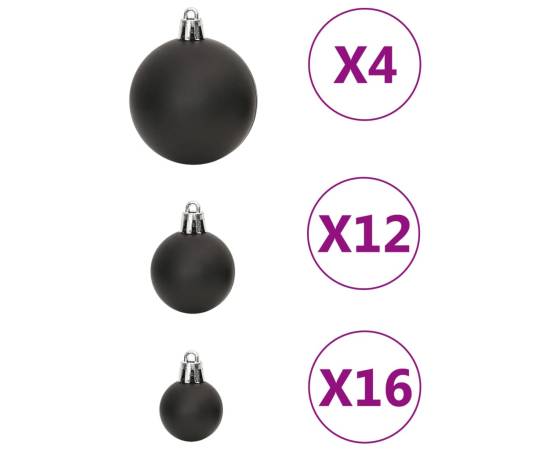 Set globuri de crăciun 111 buc., negru, polistiren, 5 image
