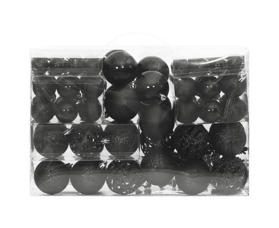 Set globuri de crăciun 111 buc., negru, polistiren, 2 image