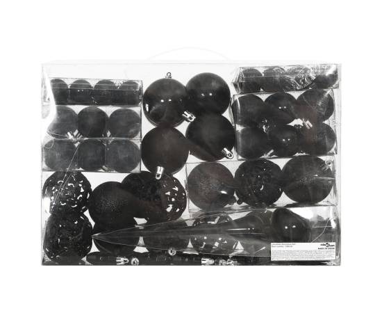 Set globuri de crăciun 111 buc., negru, polistiren, 3 image