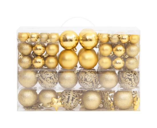 Set globuri de crăciun 111 buc. auriu polistiren, 2 image