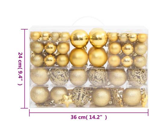 Set globuri de crăciun 111 buc. auriu polistiren, 11 image