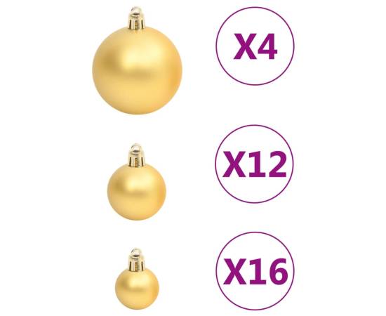 Set globuri de crăciun 111 buc. auriu polistiren, 5 image