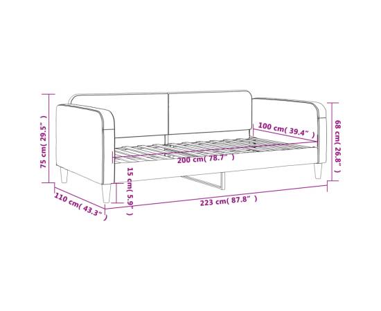 Cadru de pat, negru, 100 x 200 cm, material textil, 8 image