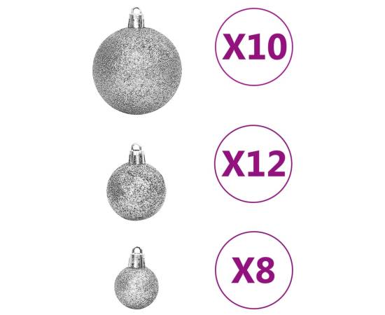 Set globuri de crăciun 111 buc., argintiu, polistiren, 5 image