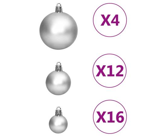 Set globuri de crăciun 111 buc., argintiu, polistiren, 7 image