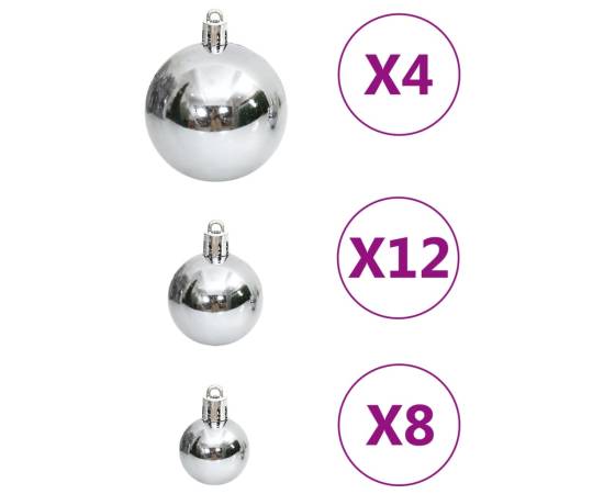 Set globuri de crăciun 111 buc., argintiu, polistiren, 6 image