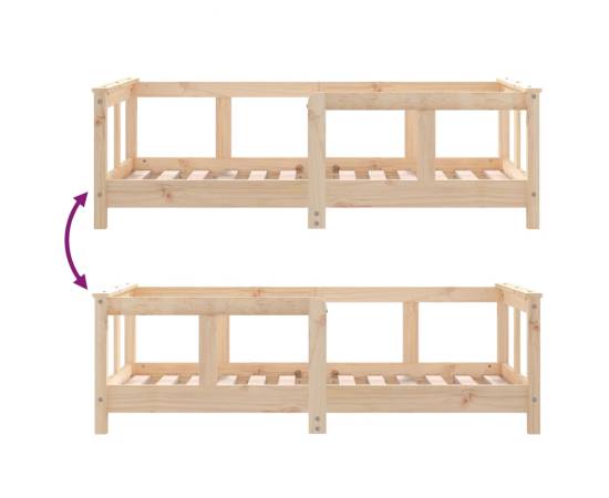 Cadru de pat pentru copii, 70x140 cm, lemn masiv de pin, 7 image