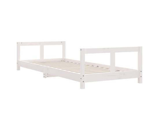 Cadru de pat pentru copii, alb, 80x200 cm, lemn masiv de pin, 6 image