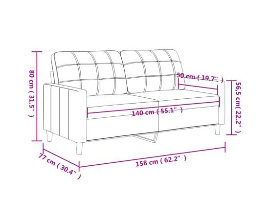 Canapea cu 2 locuri, gri, 140 cm, piele ecologică, 8 image