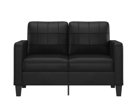 Canapea cu 2 locuri, negru, 120 cm, piele ecologică, 3 image