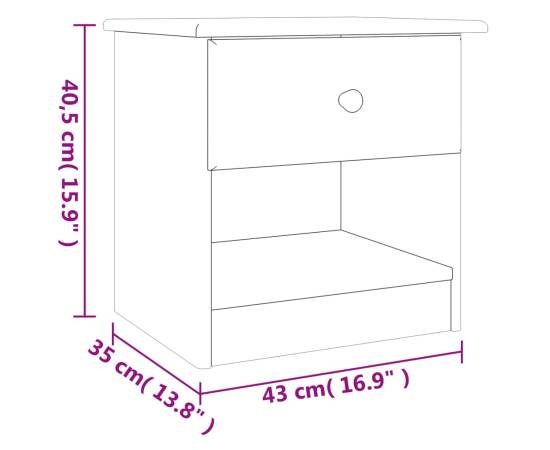 Noptieră alta, alb, 43x35x40,5 cm, lemn masiv de pin, 8 image