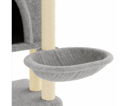 Ansamblu de pisici, stâlpi din funie sisal, gri deschis, 180 cm, 7 image