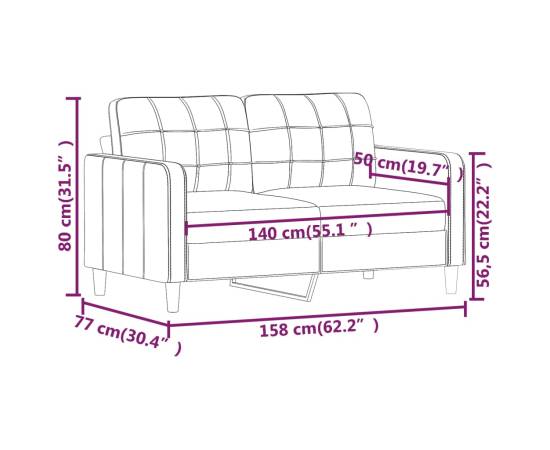 Canapea cu 2 locuri, crem, 140 cm, piele ecologică, 8 image