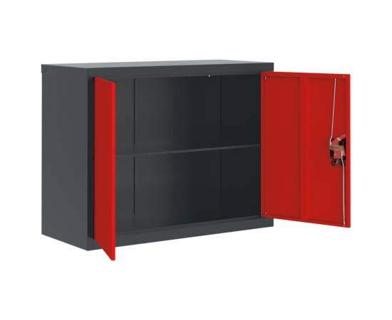 Fișet, antracit și roșu, 90x40x70 cm, oțel, 4 image