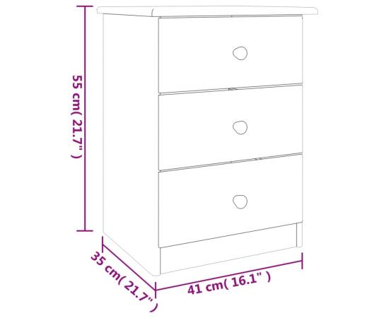 Noptieră alta, 41x35x55 cm, lemn masiv de pin, 8 image
