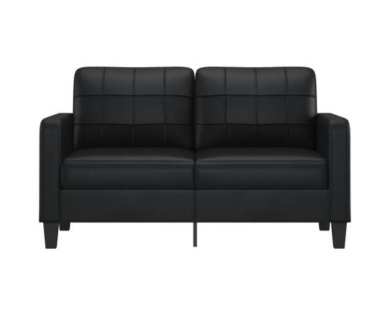 Canapea cu 2 locuri, negru, 140 cm, piele ecologică, 3 image