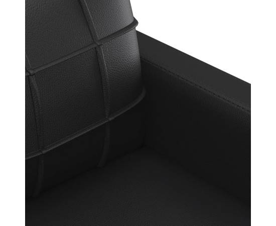 Canapea cu 2 locuri, negru, 140 cm, piele ecologică, 6 image