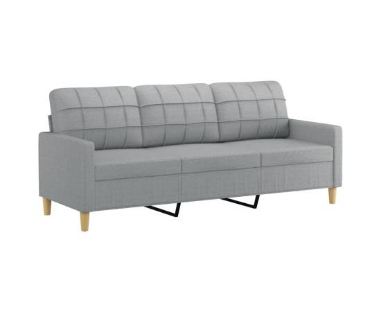 Canapea cu 3 locuri, gri deschis, material 180cm textil, 2 image