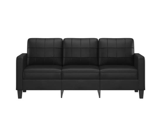 Canapea cu 3 locuri, negru, 180 cm, piele ecologică, 3 image