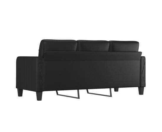 Canapea cu 3 locuri, negru, 180 cm, piele ecologică, 5 image