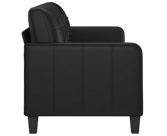 Canapea cu 3 locuri, negru, 180 cm, piele ecologică, 4 image