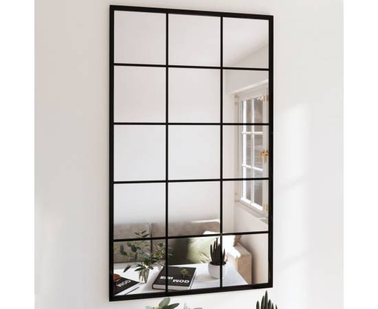 Oglinzi de perete, 2 buc., negru, 100x60 cm, metal