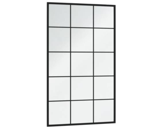 Oglinzi de perete, 4 buc., negru, 100x60 cm, metal, 3 image