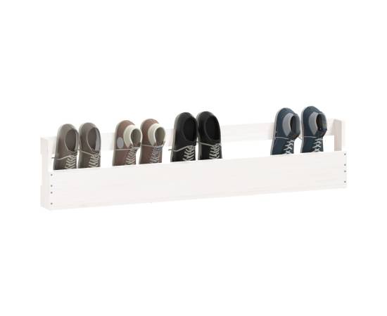 Pantofare de perete, 2 buc., alb, 110x9x23 cm, lemn masiv pin, 4 image