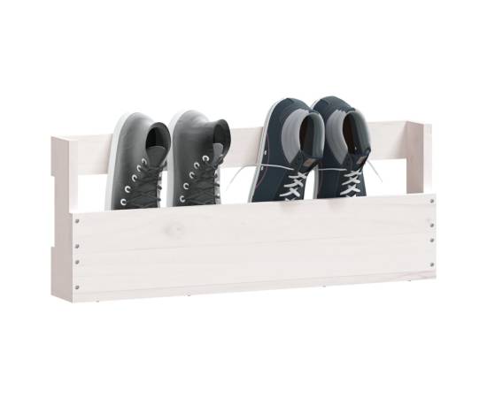 Pantofare de perete, 2 buc., alb, 59x9x23 cm, lemn masiv pin, 4 image