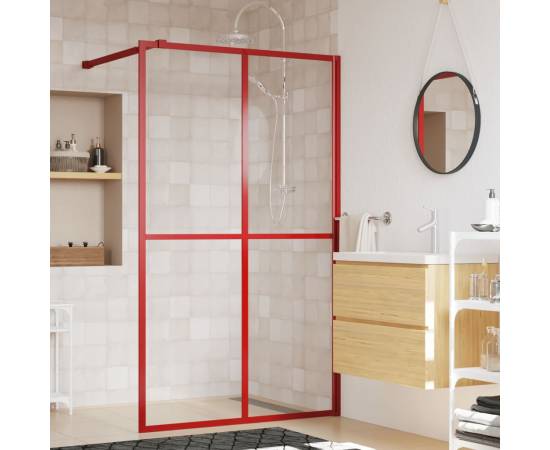 Paravan de duș walk-in, roșu, 140x195cm sticlă esg transparentă