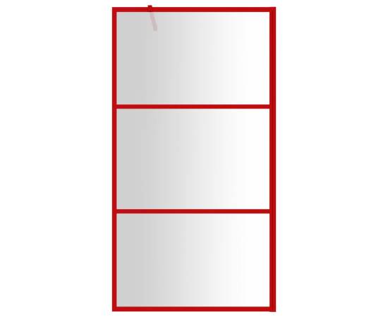 Paravan duș walk-in, roșu, 100x195 cm, sticlă esg transparentă, 3 image
