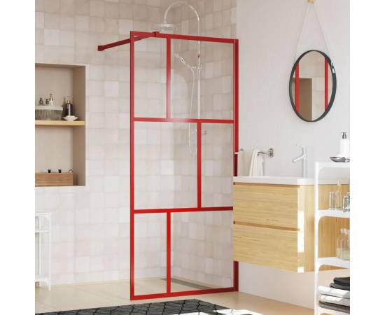Paravan duș walk-in, roșu, 80x195 cm, sticlă esg transparentă