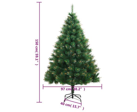 Brad de crăciun artificial cu suport și balamale, 150 cm, 8 image