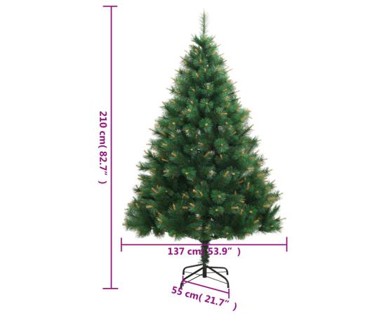 Brad de crăciun artificial cu suport și balamale, 210 cm, 8 image