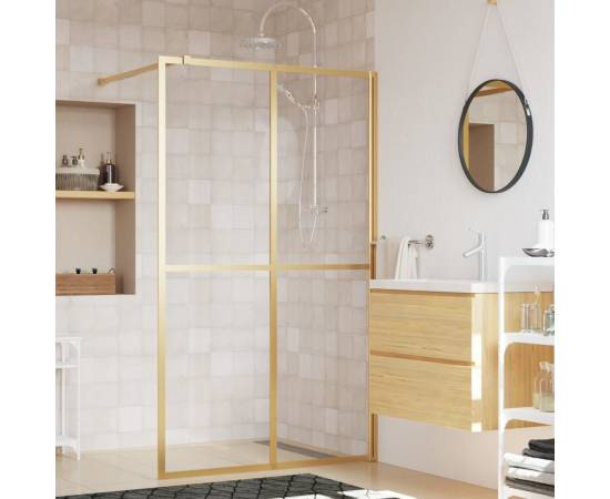 Paravan de duș walk-in auriu 115x195 cm sticlă esg transparentă