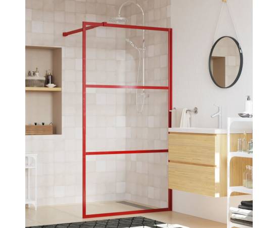 Paravan de duș walk-in roșu 115x195 cm sticlă esg transparentă