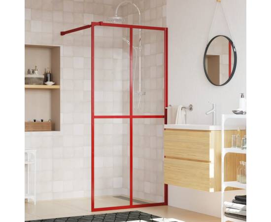 Paravan duș walk-in, roșu, 80x195 cm, sticlă esg transparentă