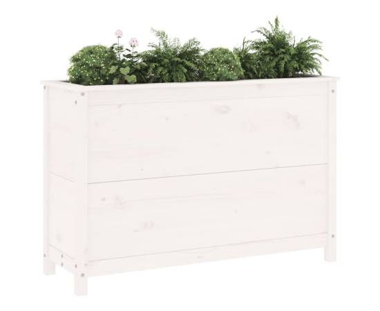 Strat înălțat de grădină, alb, 119,5x40x78 cm, lemn masiv pin, 3 image