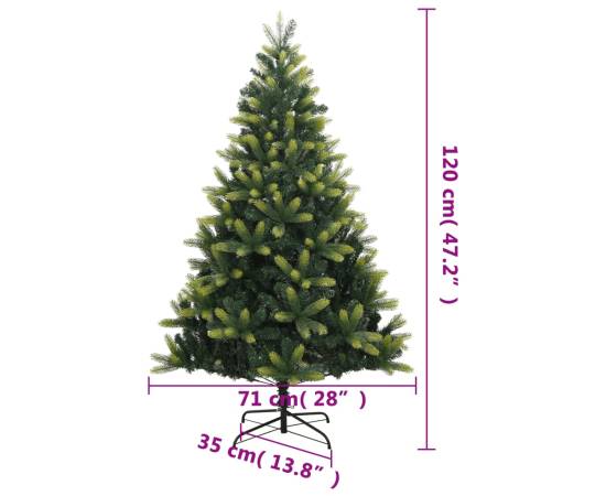 Brad de crăciun artificial cu suport și balamale, 120cm, 8 image