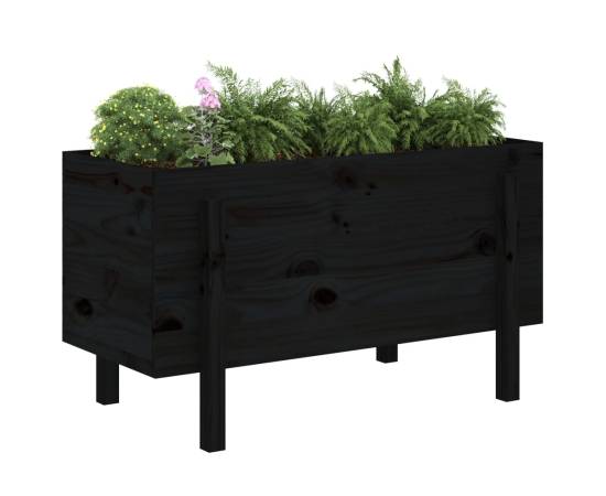 Strat înălțat de grădină, negru, 101x50x57 cm, lemn masiv pin, 3 image
