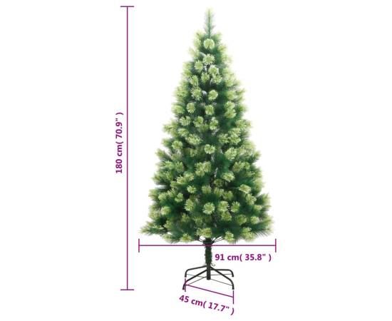 Brad de crăciun artificial cu suport și balamale, 180 cm, 8 image